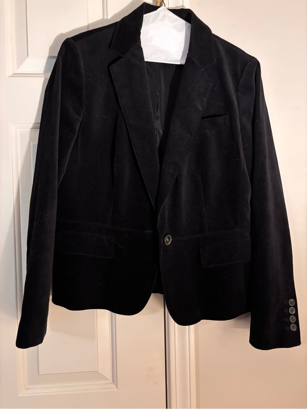 Talbots Black Faux Velvet Single-Button Women's Blazer